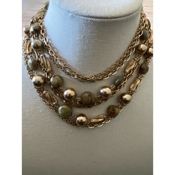 Multi Strand Gold Tone Necklace - Picture 3 of 6